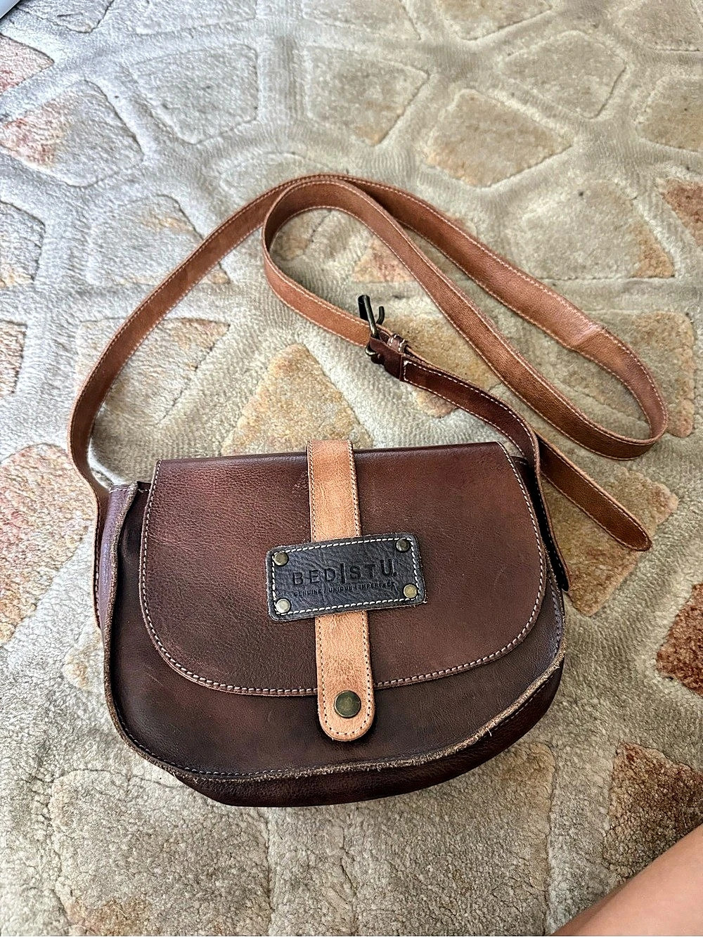 BedStu Brown Leather Crossbody Bag